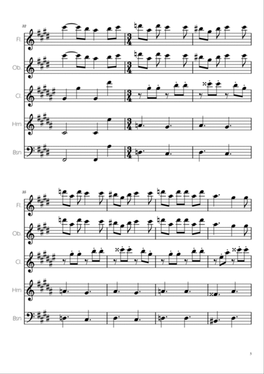Swan Lake (theme) - Tchaikovsky - Woodwind Quintet Woodwind Quintet scores gallery preview page 5