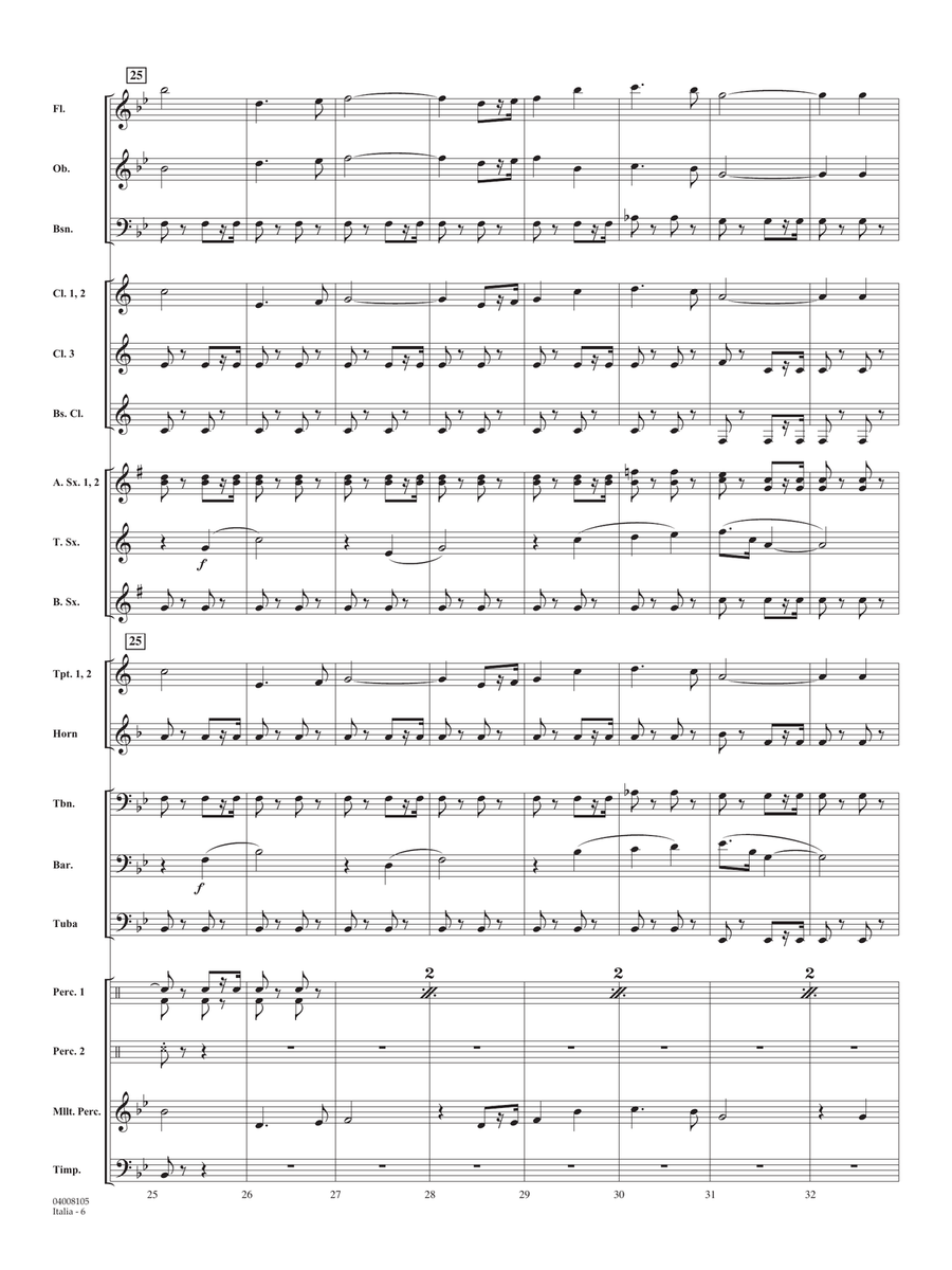 Italia (Italian Concert March) - Conductor Score (Full Score) Concert Band scores gallery preview page 6