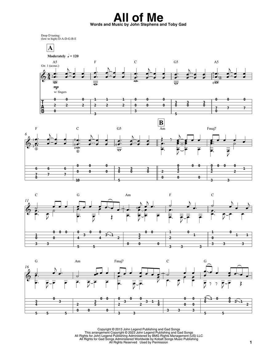 All Of Me Acoustic Guitar scores gallery preview page 1