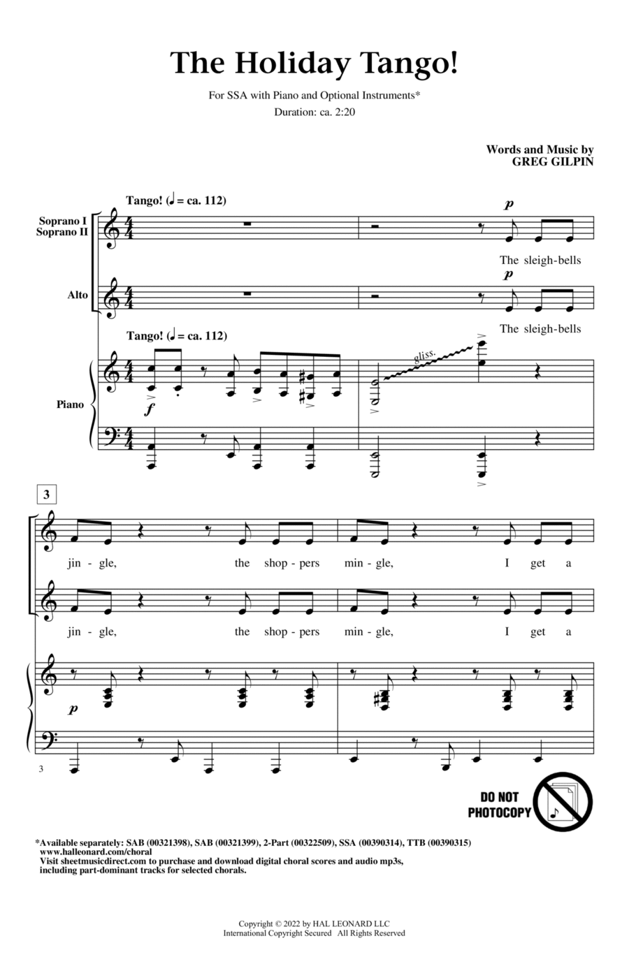The Holiday Tango! SSA scores gallery preview page 1