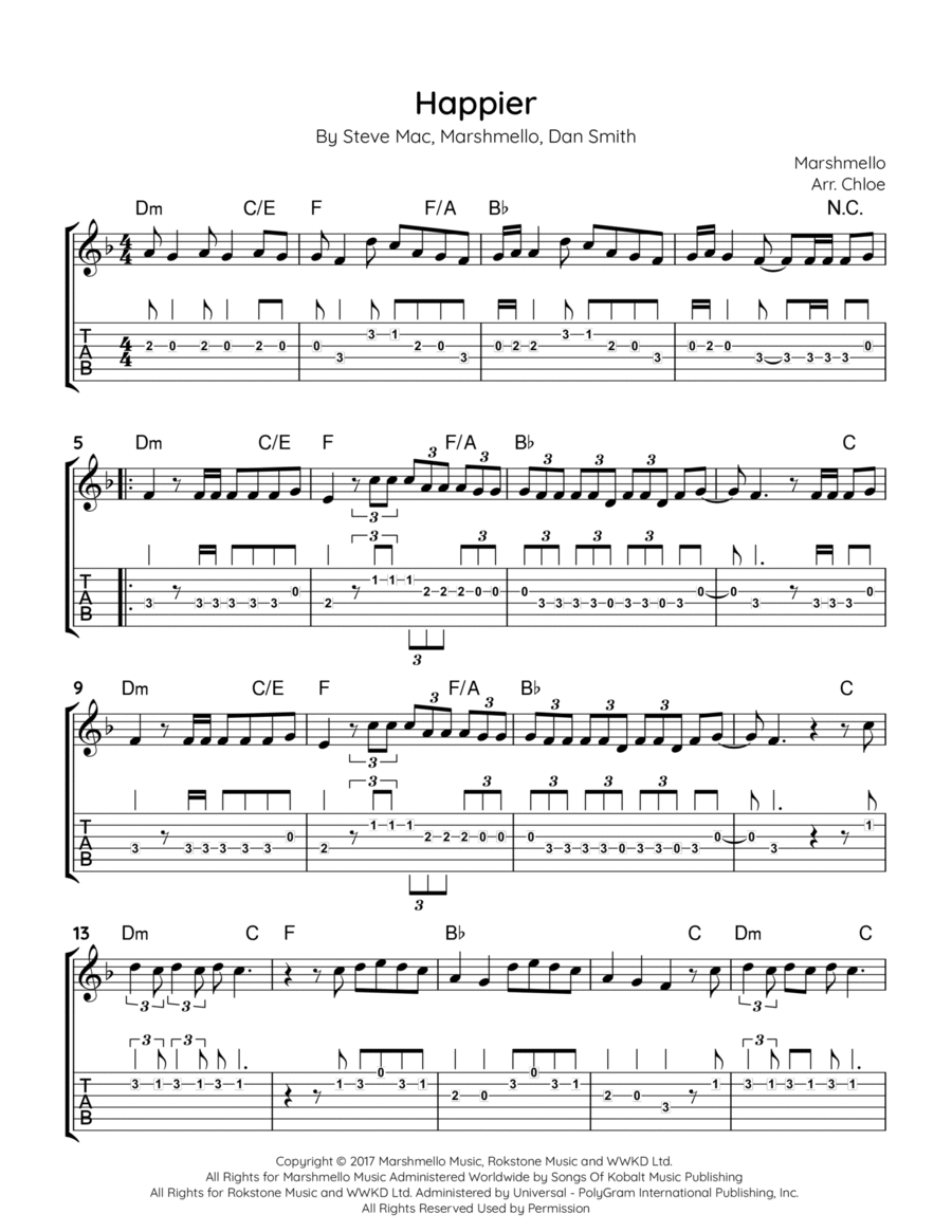 Happier Electric Guitar scores gallery preview page 1