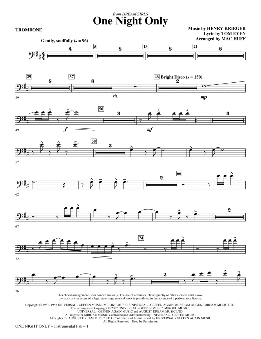 One Night Only (from Dreamgirls) - Trombone Choir scores gallery preview page 1