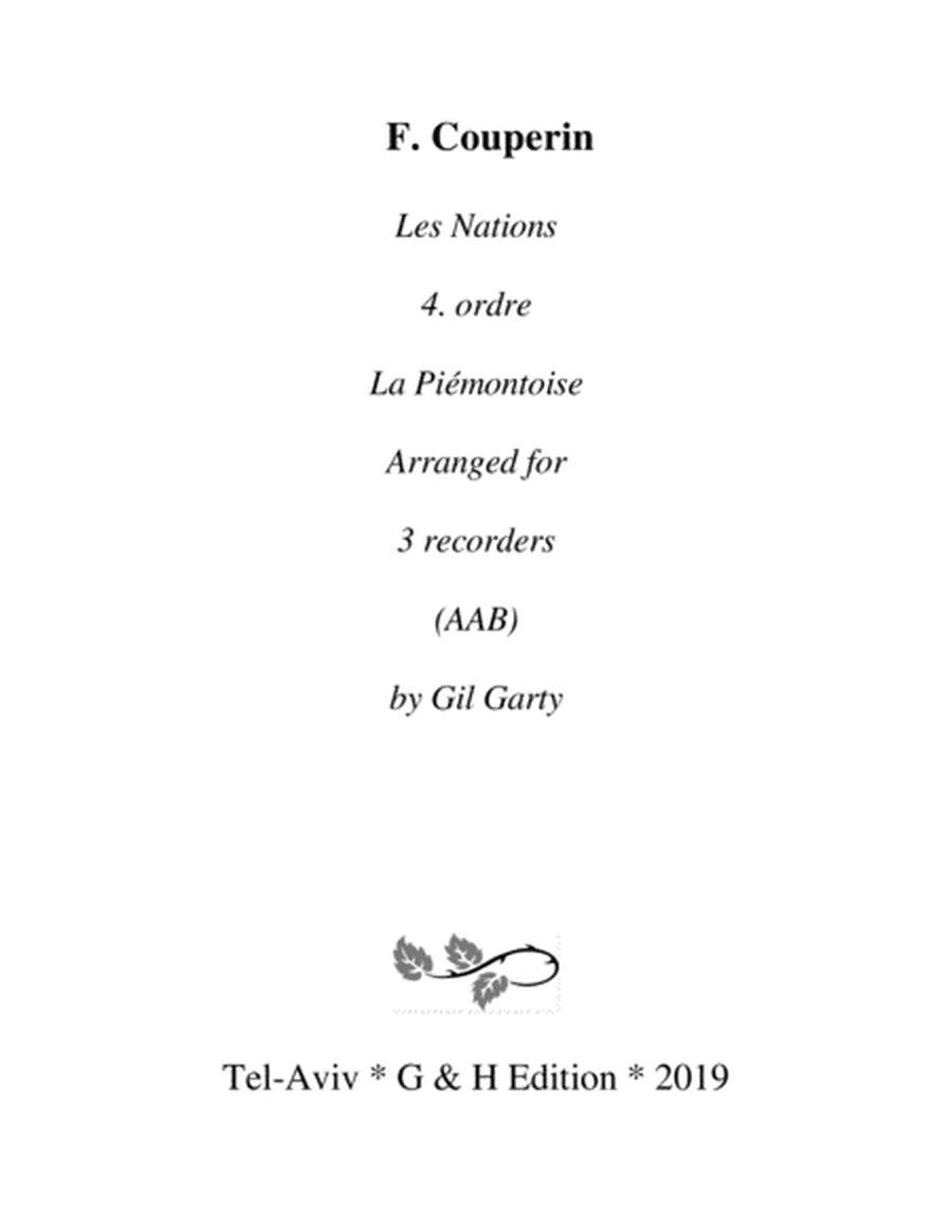 La Piémontoise from Les Nations (arrangement for 3 recorders)