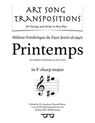 DE FAYE-JOZIN: Printemps (transposed to F-sharp major)
