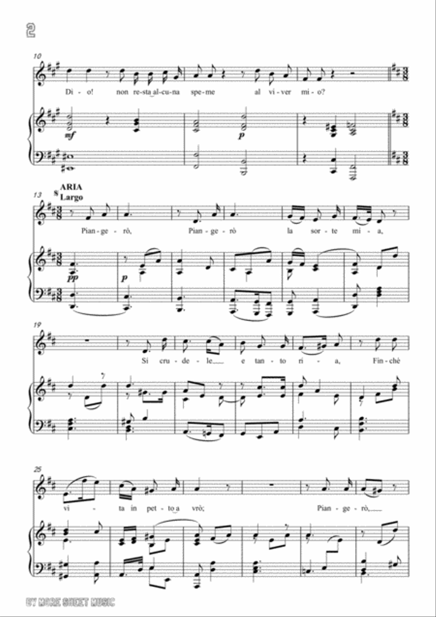 Handel-E pur così in un giorno...Piangerò la sorte mia in D Major,for Voice and Piano Voice Solo scores gallery preview page 4