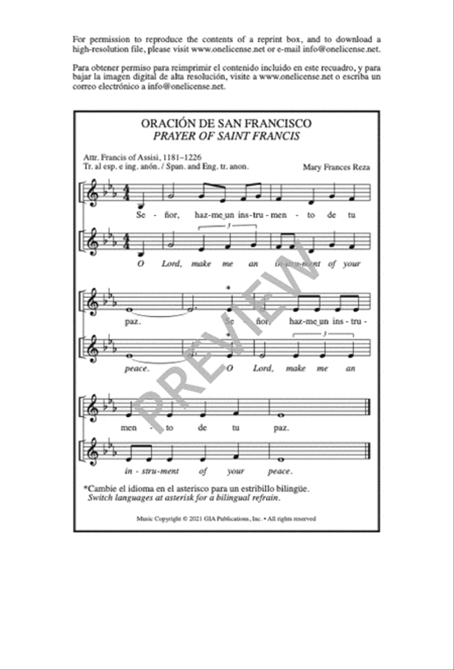 Oración de San Francisco / Prayer of Saint Francis 4-Part scores gallery preview page 15