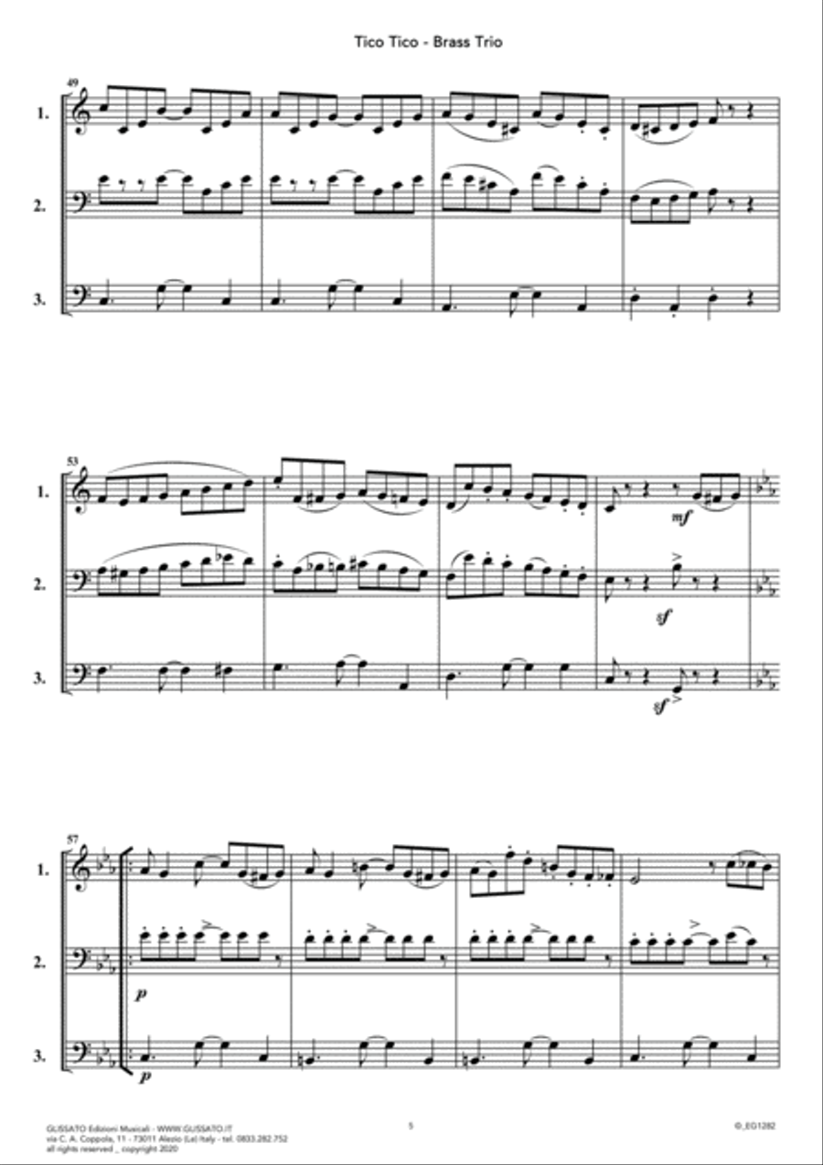 Tico Tico - flexible Brass Trio score & parts (10) Brass Trio scores gallery preview page 6