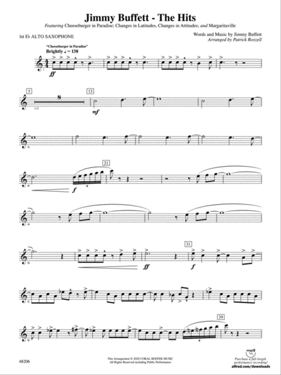 Jimmy Buffett--The Hits: E-flat Alto Saxophone Concert Band scores gallery preview page 1