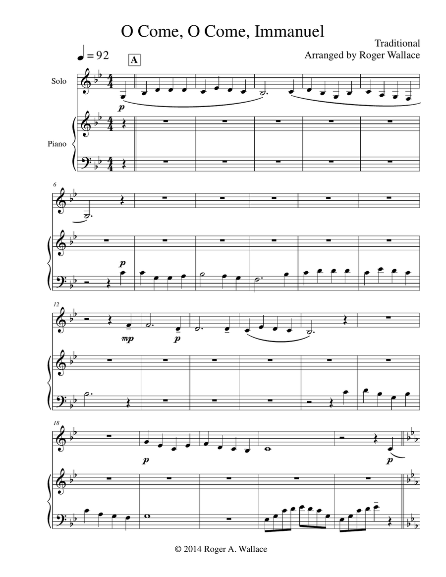 O Come, O Come, Immanuel (Emmanuel) - Trombone & Piano Piano scores gallery preview page 3