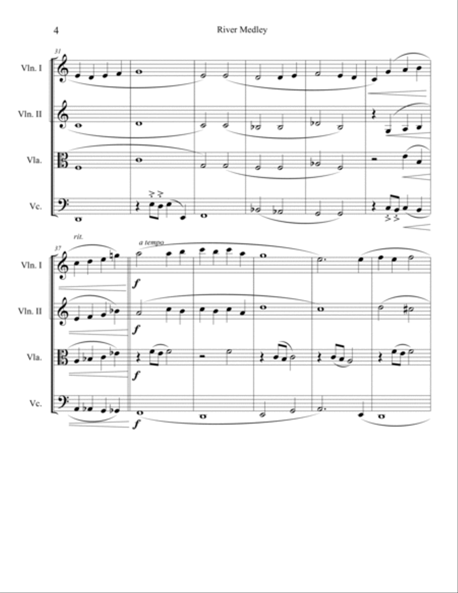 River Medley for String Quartet String Quartet scores gallery preview page 4