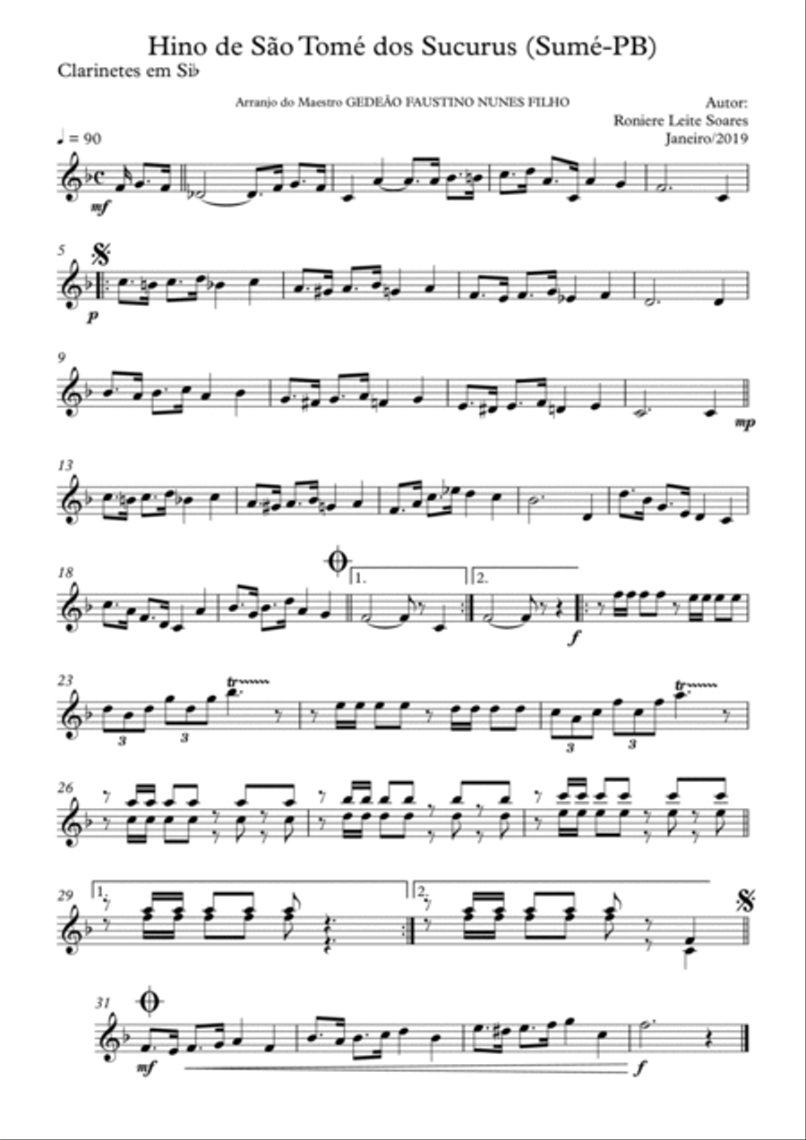 HINO DE SÃO TOMÉ DOS SUCURUS Concert Band scores gallery preview page 6