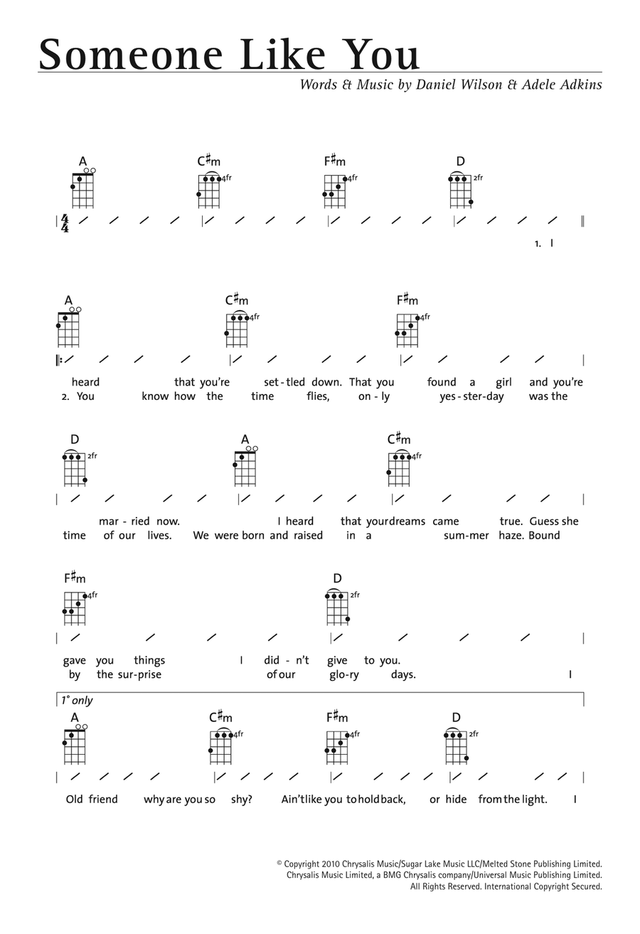 Someone Like You Ukulele scores gallery preview page 1