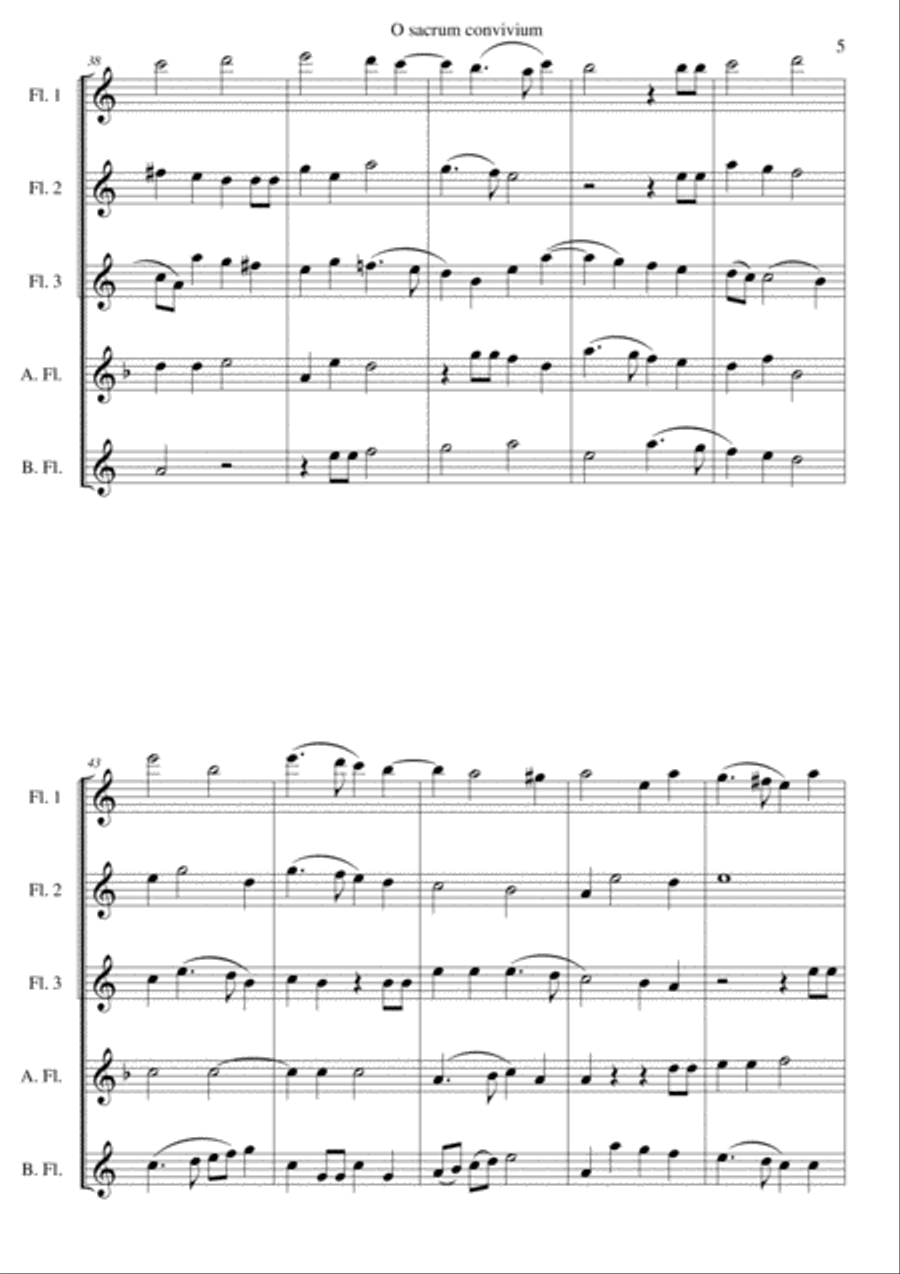 O Sacrum Convivium for flute quintet Woodwind Ensemble scores gallery preview page 5