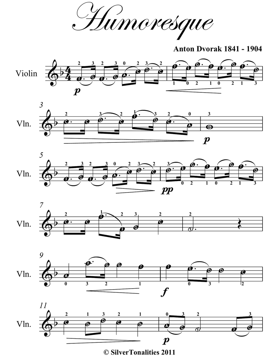 Humoresque Easy Violin Sheet Music