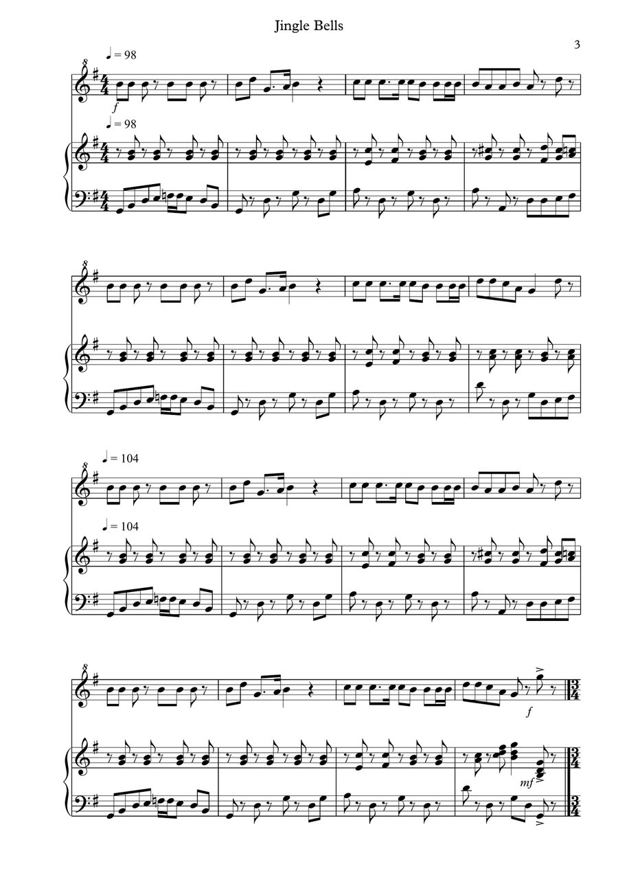 8 Easy Christmas Pieces for Descant Recorder And Piano Woodwind Duet scores gallery preview page 3