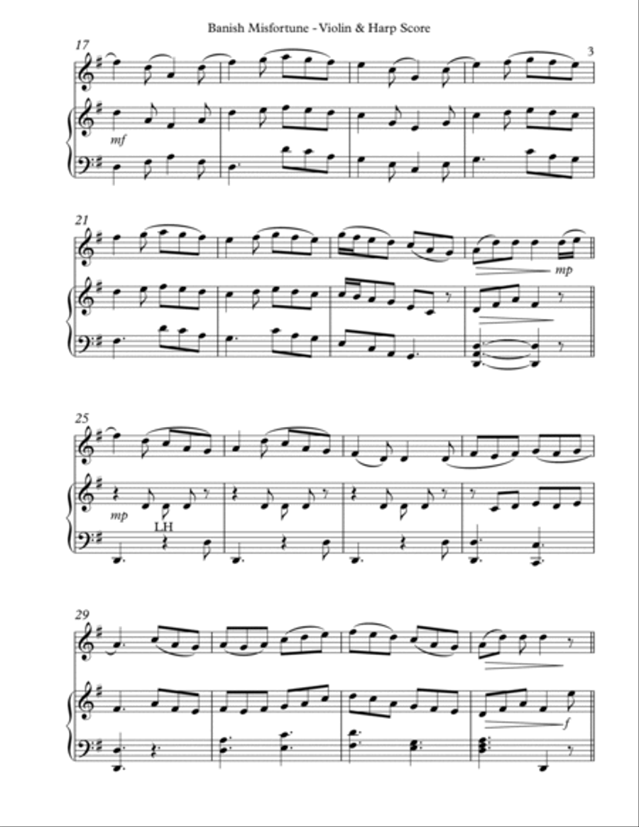Banish Misfortune, Duet for Violin & Harp String Duet scores gallery preview page 3