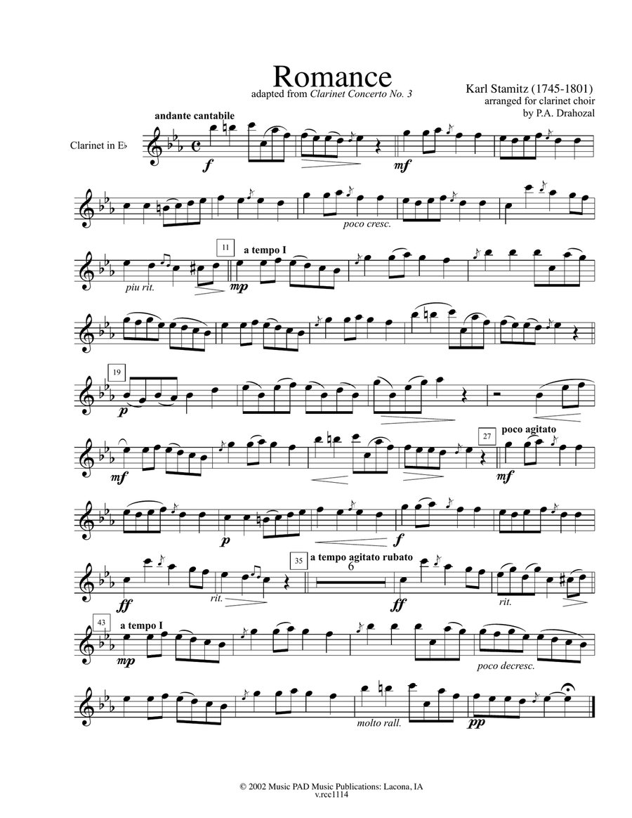 Romance (for clarinet choir- adapted from 