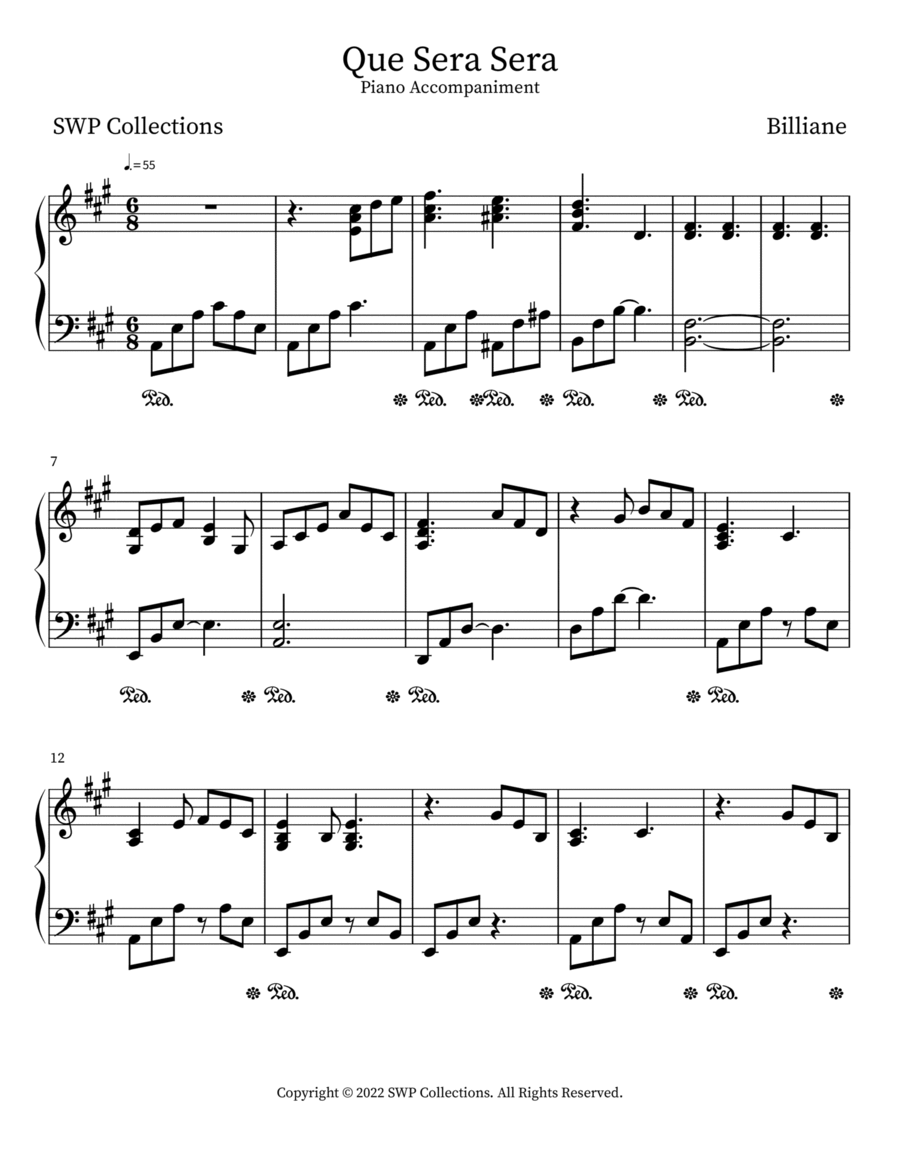 Que Sera Sera Easy Piano scores gallery preview page 1
