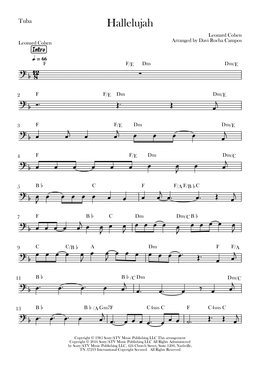 Hallelujah Hallelujah Tuba scores gallery preview page 1