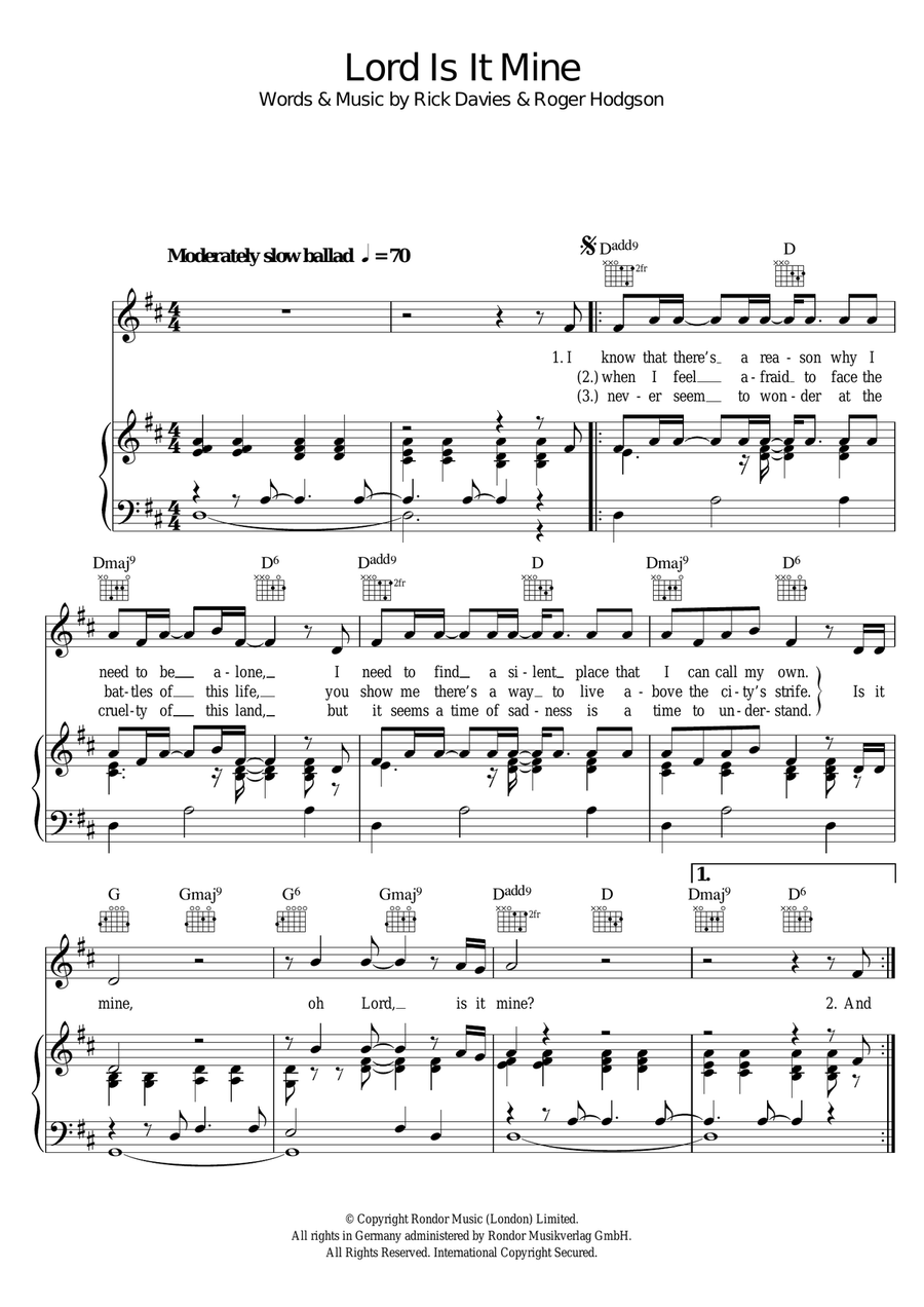 Lord Is It Mine Piano, Vocal scores gallery preview page 1