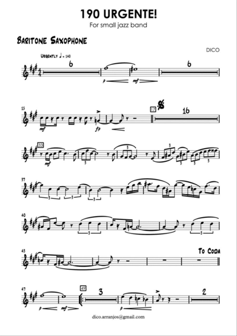 190, URGENTE! 190, URGENTE! Jazz Ensemble scores gallery preview page 5