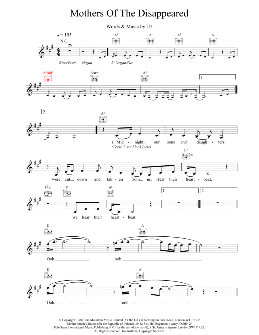 Mothers Of The Disappeared Piano scores gallery preview page 1