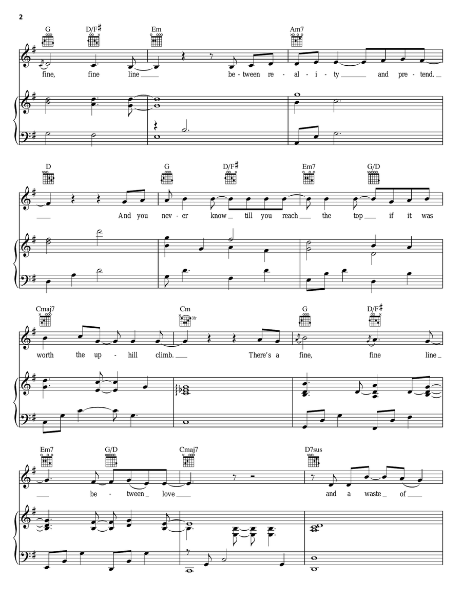 There's A Fine, Fine Line Piano, Vocal scores gallery preview page 2