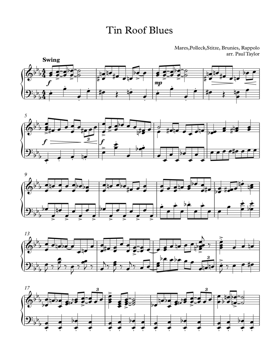 Tin Roof Blues Piano, Vocal, Guitar scores gallery preview page 1