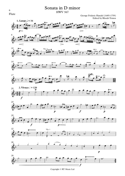Handel HWV367 Sonata in D minor. Solo sheet music.