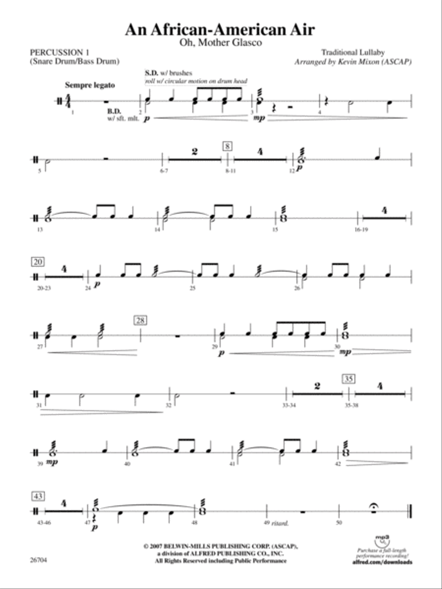 An African-American Air: 1st Percussion Concert Band scores gallery preview page 1
