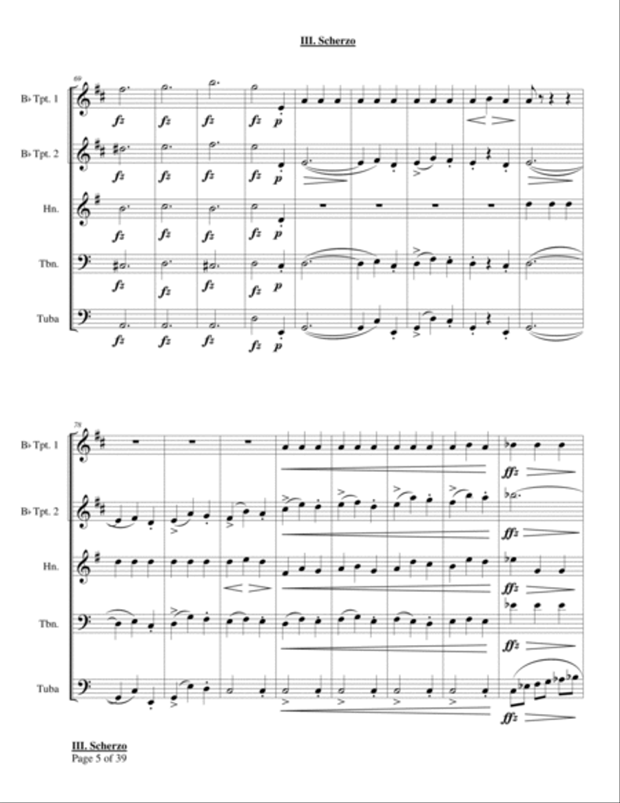 Scherzo from Quintet in C (Schubert, arr. Nunes) Chamber Music scores gallery preview page 5