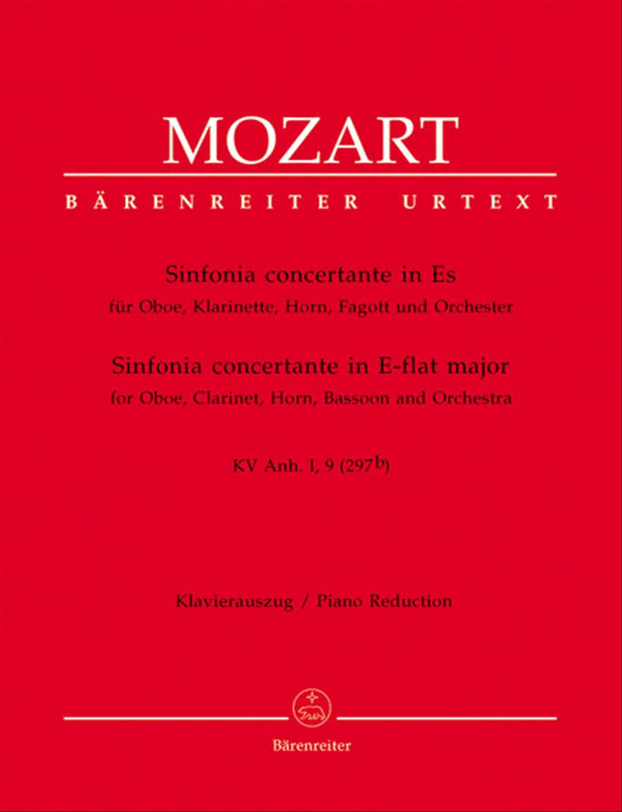 Sinfonia concertante for Oboe, Clarinet, Horn, Bassoon and Orchestra E flat major, KV Anh. I,9 (297b) Clarinet scores gallery preview page 1