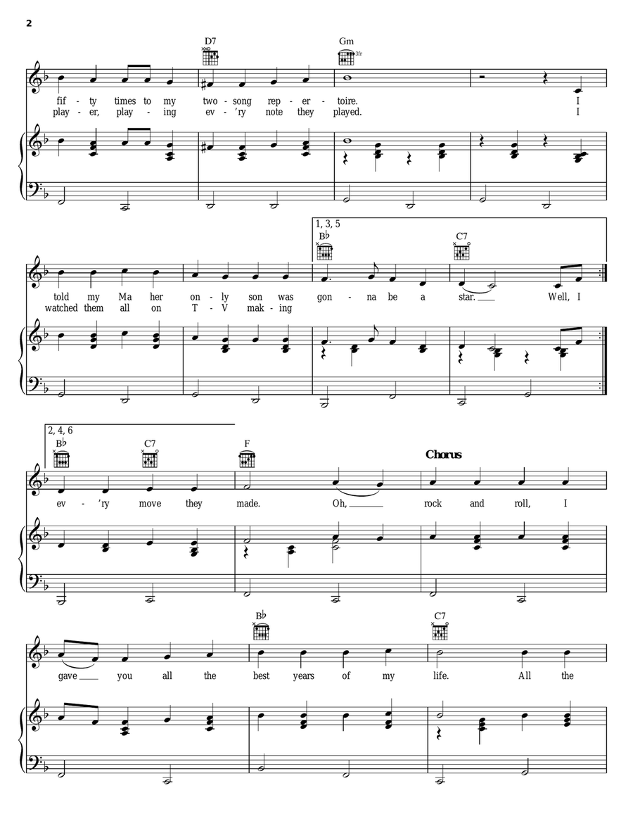 Rock 'N Roll (I Gave You The Best Years Of My Life) Piano, Vocal, Guitar scores gallery preview page 2