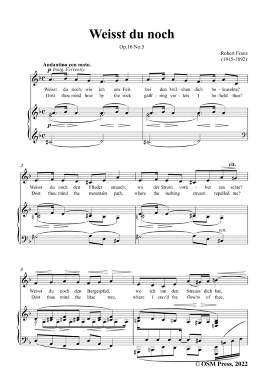 Franz-Weisst du noch,in d minor,Op.16 No.5,from 6 Gesange