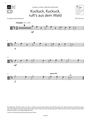 Kuckuck, Kuckuck ruft's aus dem Wald (Grade Initial, C3, from the ABRSM Viola Syllabus from 2024)
