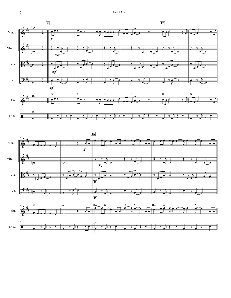 Here I Am String Quartet scores gallery preview page 3