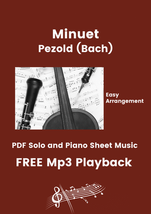Book cover for Minuet - Pezold (Bach) + FREE Playback + PDF Solo and Piano Parts