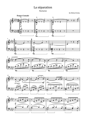 Glinka - La séparation – Nocturne in F Minor - For Piano Solo Original
