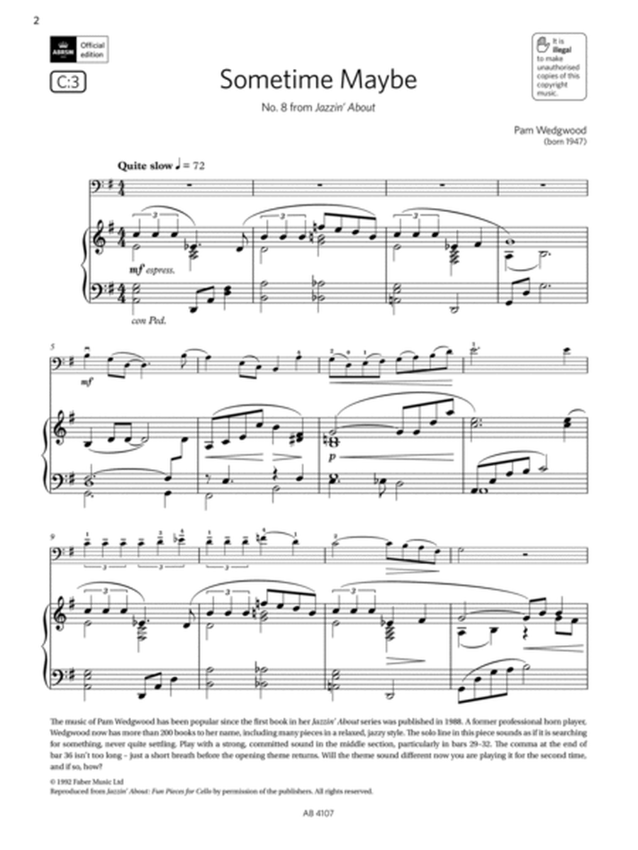 Sometime Maybe (Grade 4, C3, from the ABRSM Cello Syllabus from 2024)