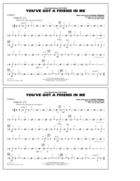 You've Got a Friend in Me (from Toy Story 2) (arr. Paul Murtha) - Cymbals