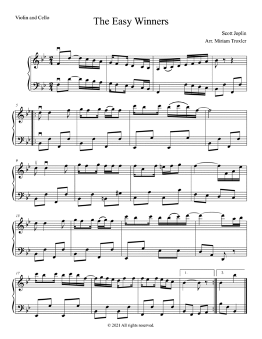 Scott Joplin Duets for Violin and Cello String Duet scores gallery preview page 3