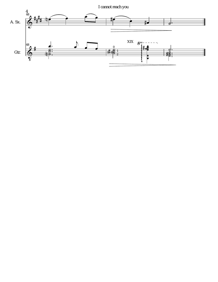 I cannot reach you for alto saxophone and guitar Alto Saxophone scores gallery preview page 4