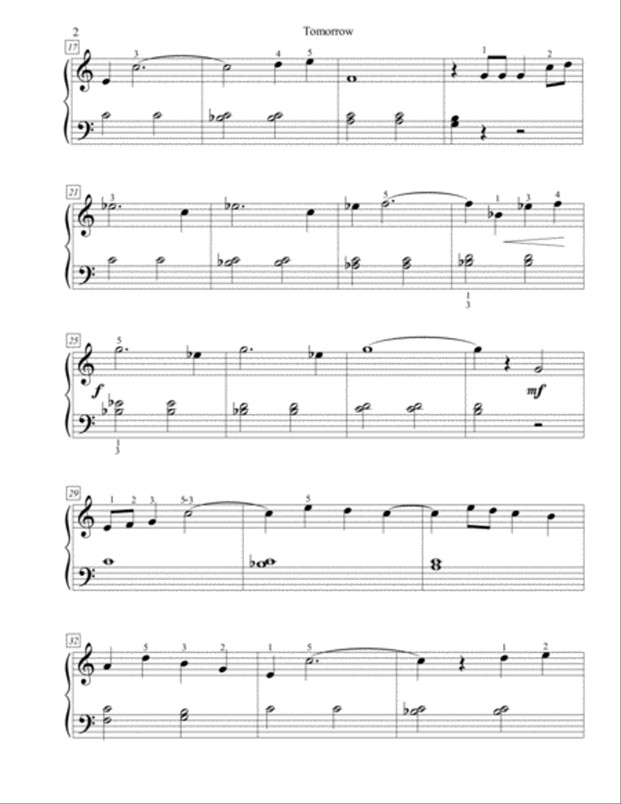 Tomorrow Easy Piano scores gallery preview page 2