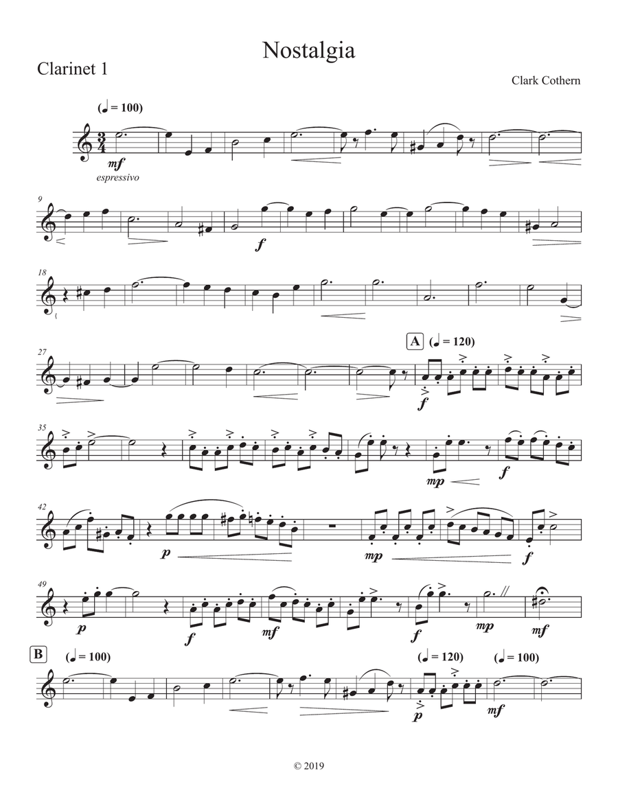 Nostalgia (Duet for Clarinets) Clarinet Duet scores gallery preview page 4