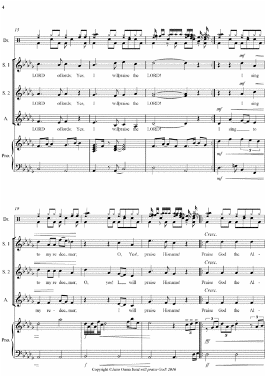 I will praise God SSA scores gallery preview page 4