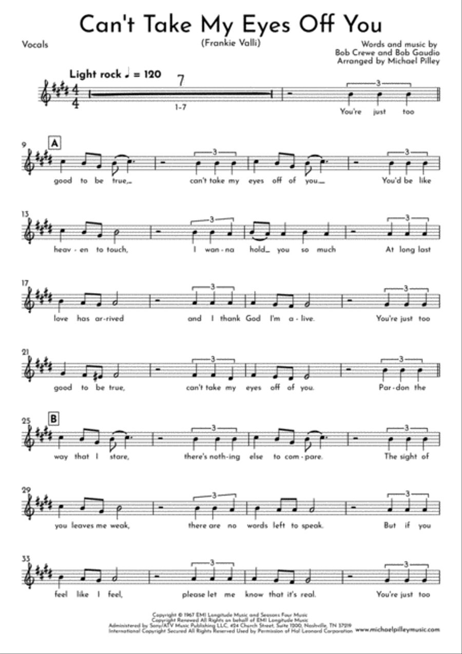 Can't Take My Eyes Off Of You Voice scores gallery preview page 2