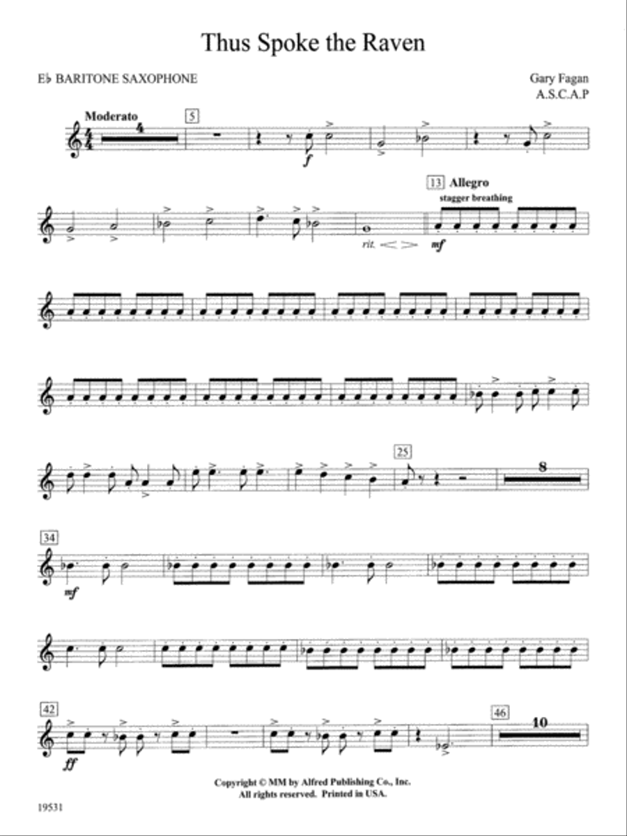 Thus Spoke the Raven: E-flat Baritone Saxophone Concert Band scores gallery preview page 1