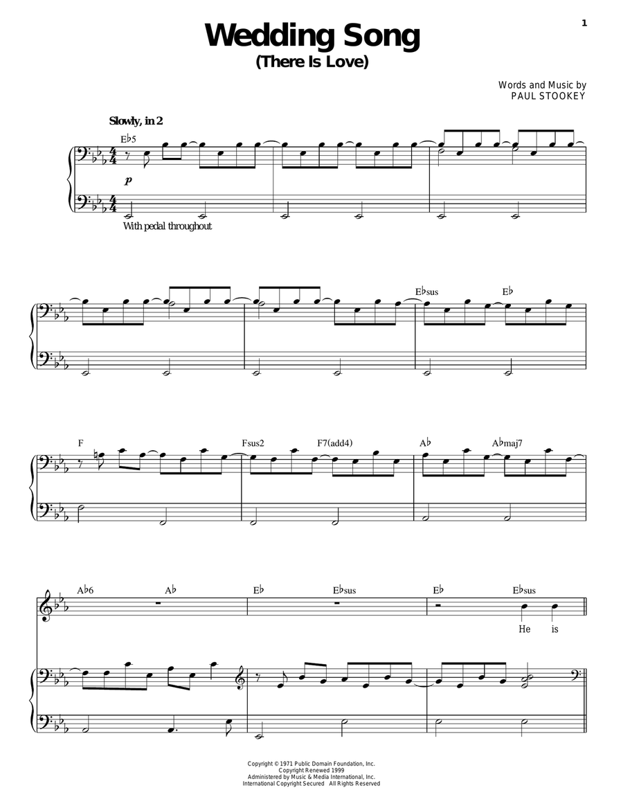 Wedding Song (There Is Love) Piano, Vocal scores gallery preview page 1