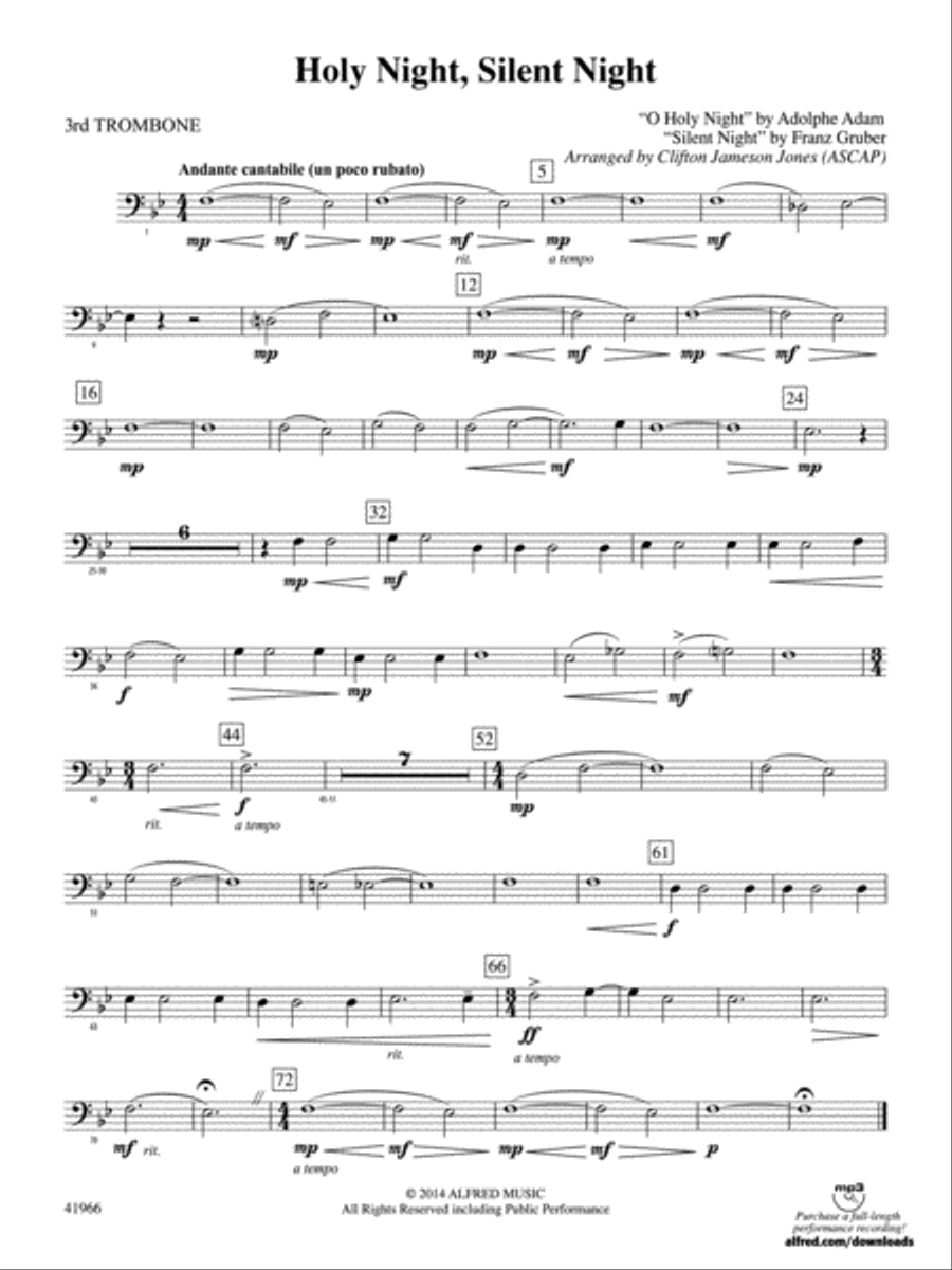 Book cover for Holy Night, Silent Night: 3rd Trombone