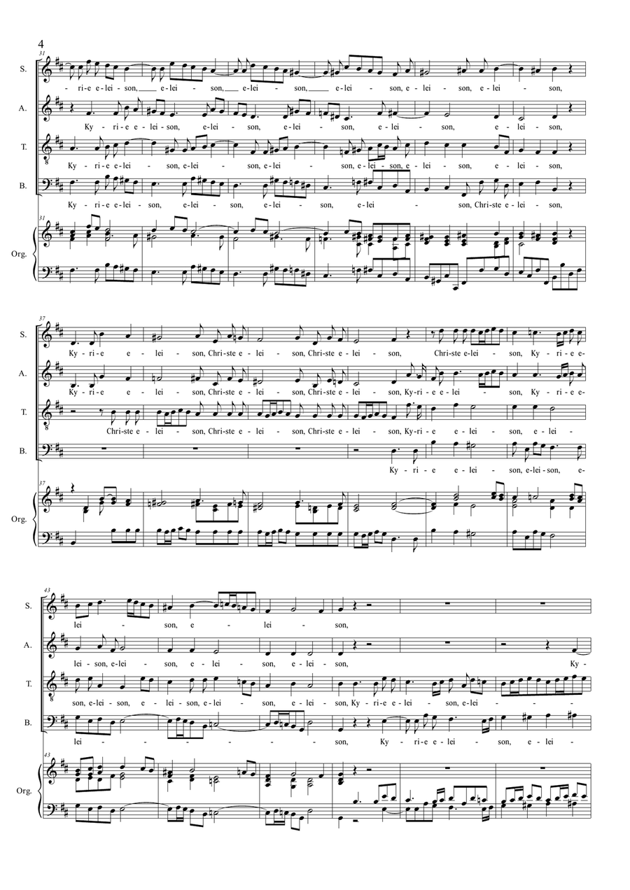 MISSA IN D MAJOR. Albrechtsberger J.G. For SATB Choir and Organ. With parts - Score Only 4-Part scores gallery preview page 4